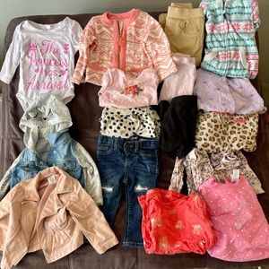 18 Months girl toddler bundle lot Fall/winter Jackets Pajamas Shirts pants